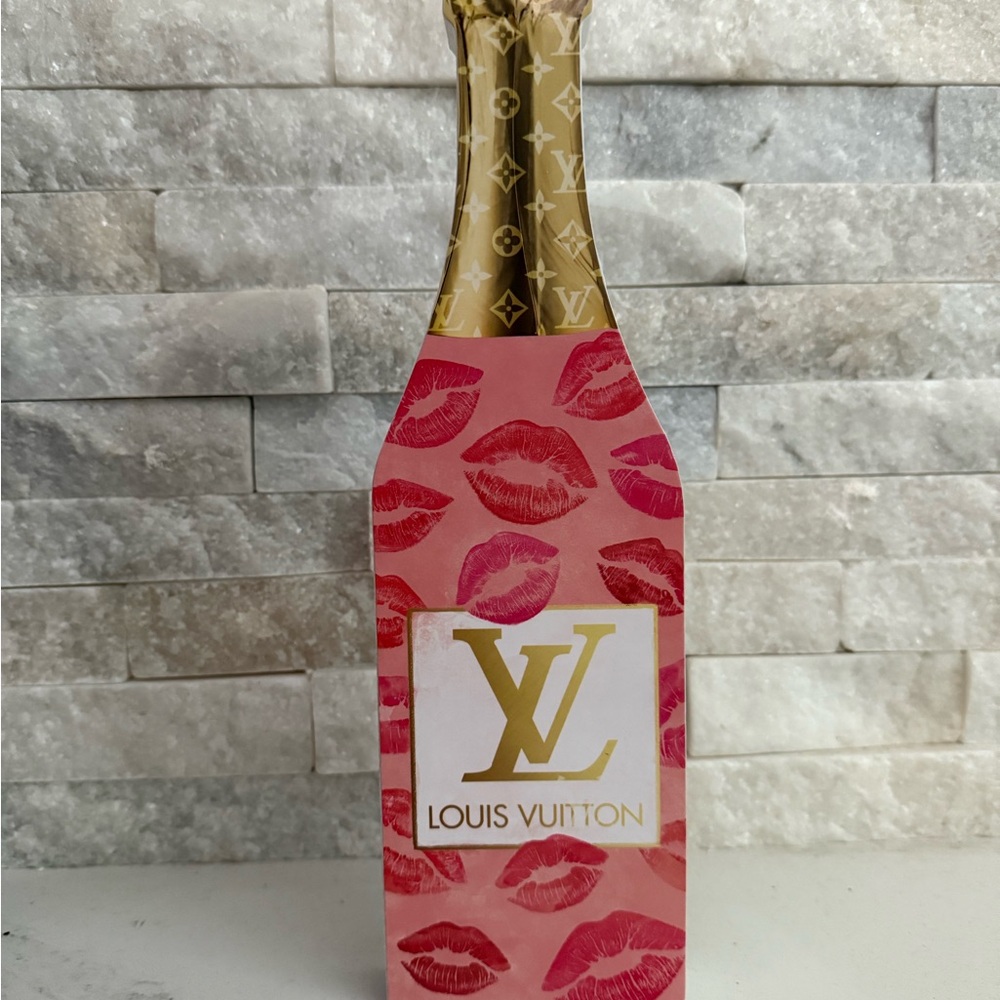 Louis Vuitton Pink and Gold Lip Print Bottle